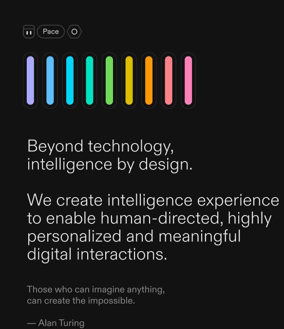 Colorful vertical bars and UI icons on a dark background